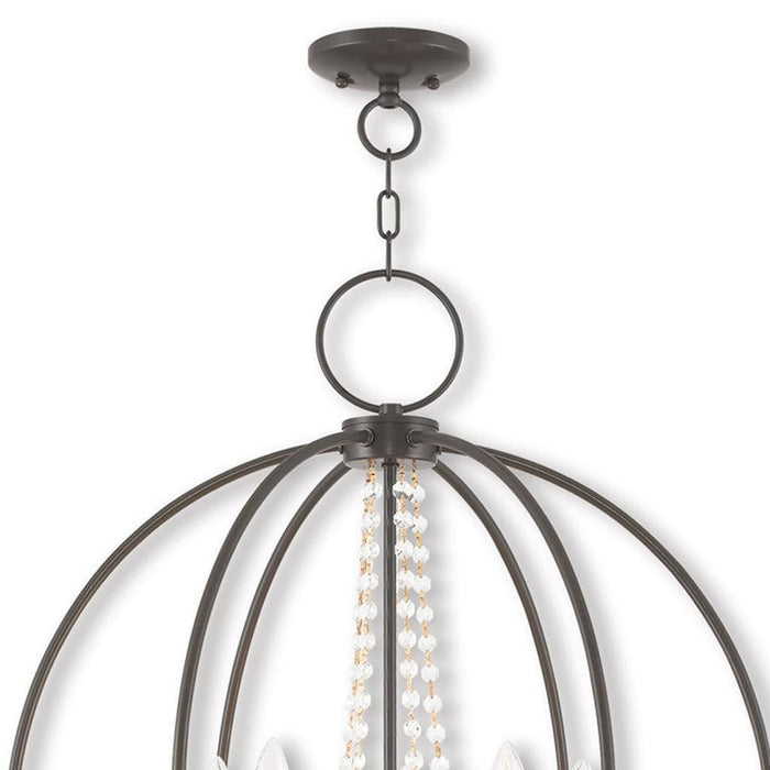 28" Five Light Dimmable Chandelier With Shades - Bronze