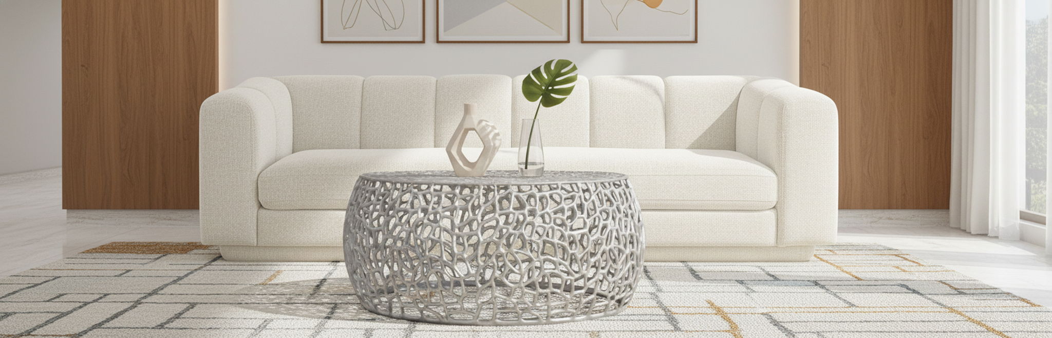 Modern Priya coffee table by Meridian Furniture featuring a sleek wooden surface and sturdy legs, perfect for living room decor.