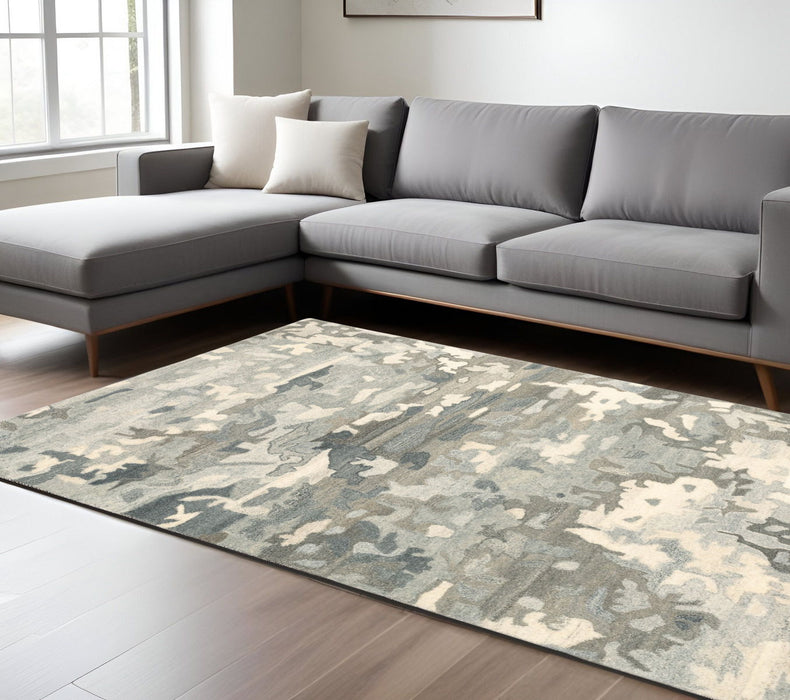 10' X 13' Wool Abstract Hand Tufted Area Rug - Gray And Charcoal