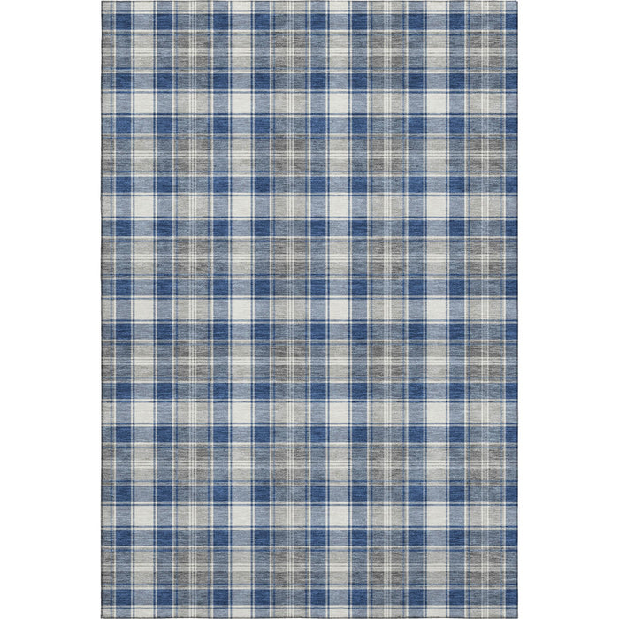 10' X 14' Abstract Geometric Washable Area Rug With UV Protection (701894) - Navy Blue / Ivory / Gray