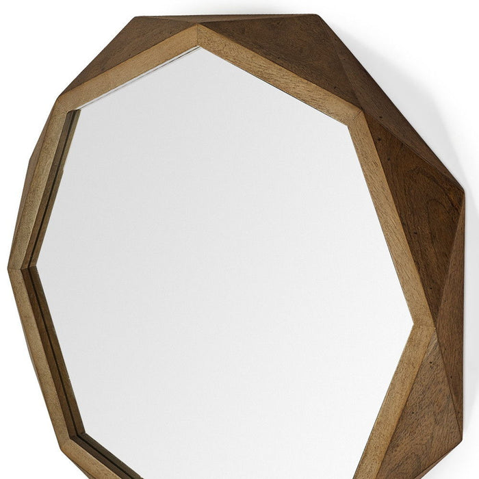 32" Octagon Wooden Frame Wall Mirror - Bronze