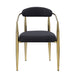 Set of 2 Giga mid-century modern dining chairs with round boucle backrests, Sherpa upholstery, and metal legs for kitchen or dining room.