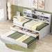 Giga Captain bed with built-in bookshelves, three storage drawers, and a trundle bed for versatile sleeping and storage options.