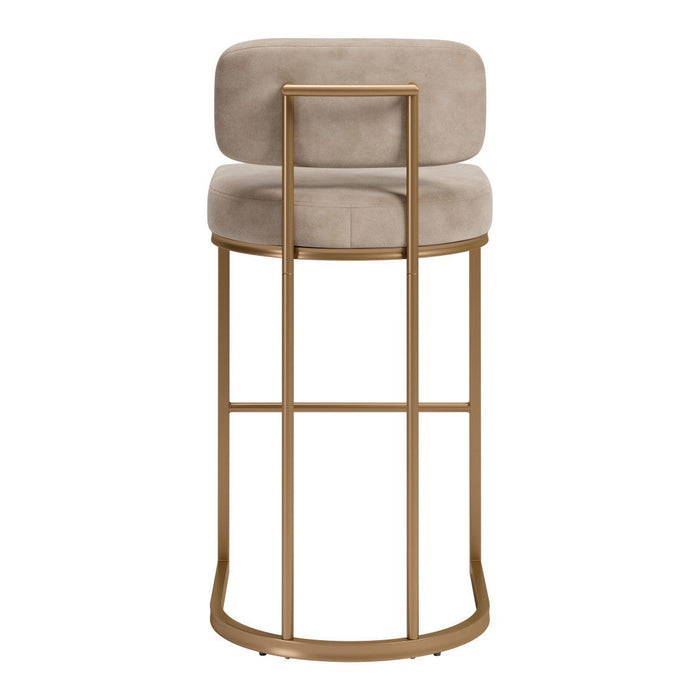 Fabric Low Back Bar Chairs (Set of 2) - Beige