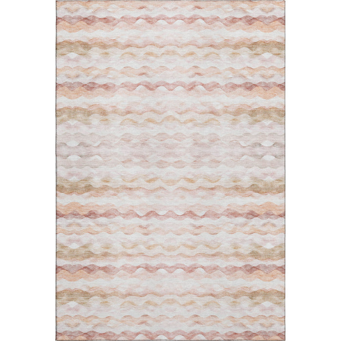8' X 10' Geometric Washable Area Rug With UV Protection - Peach