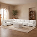Velvet performance fabric Meridian Furniture 7-piece sectional sofa with plush cushions and modern design in a stationary sectional style.