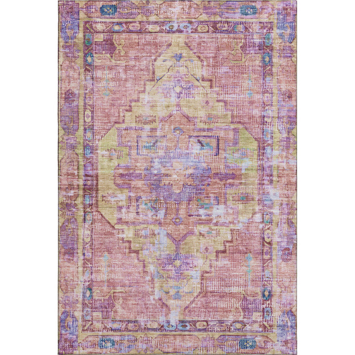 10' X 14' Oriental Washable Area Rug With UV Protection (699430) - Pink / Purple / Blue
