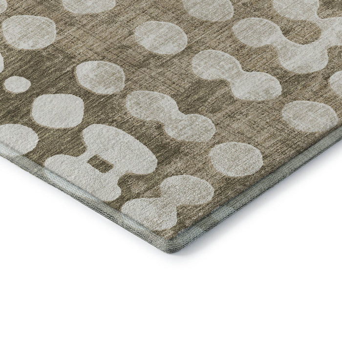 10' X 14' Polka Dot Washable Area Rug With UV Protection (669150) - Taupe / Ivory