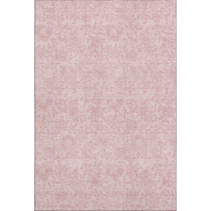 10' X 14' Floral Washable Area Rug With UV Protection - Pink And Ivory