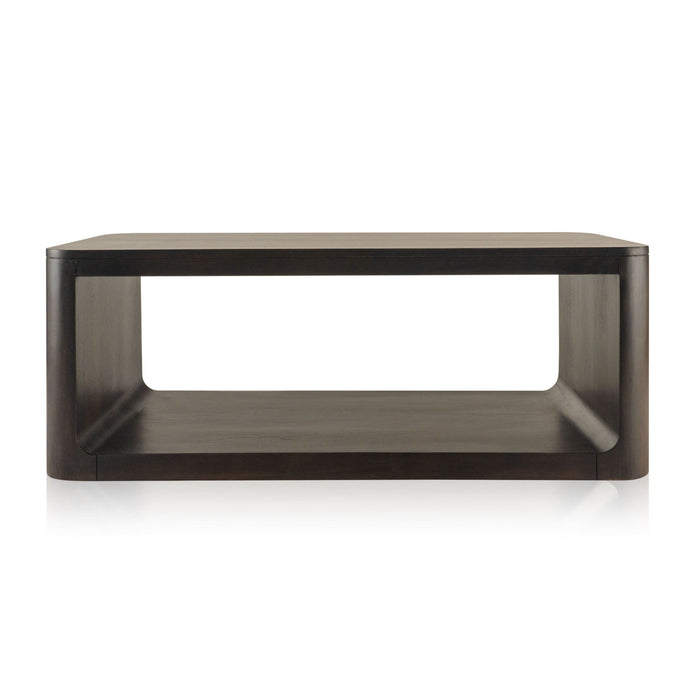 48" Solid Wood Floor Shelf Coffee Table With Shelf - Brown