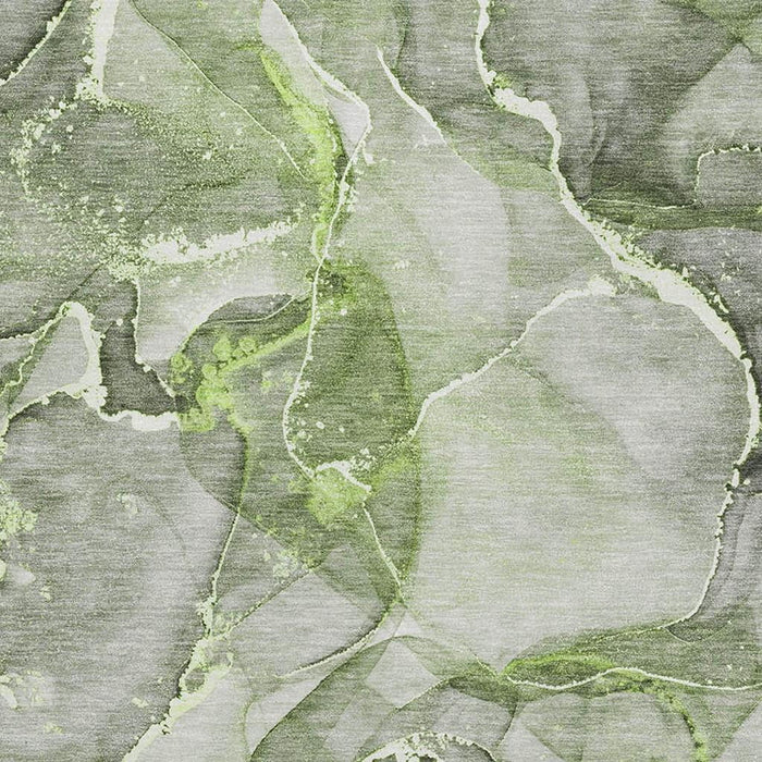 8' X 10' Abstract Washable Area Rug With UV Protection (647270) - Green / Ivory
