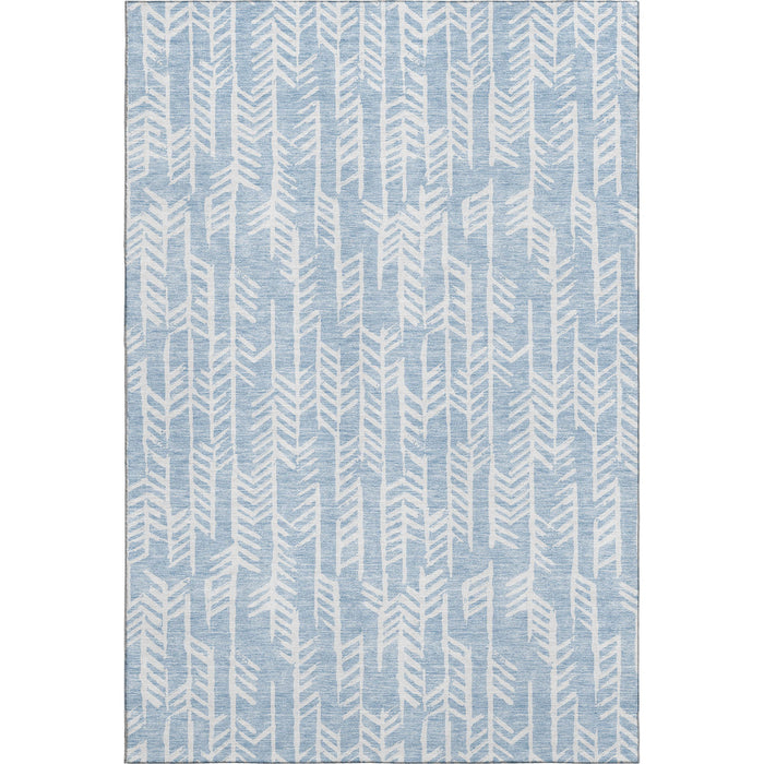 10' X 14' Tribal Washable Area Rug With UV Protection (672080) - Sky Blue / Ivory