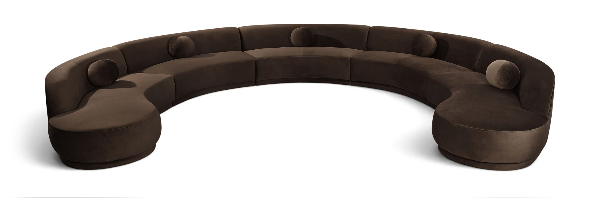 Meridian Furniture Avra 192-inch velvet performance fabric upholstered sectional sofa in a stationary design.