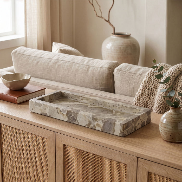 Elegant marble tray by Meridian Furniture featuring a smooth, polished surface and modern design for stylish home decor.