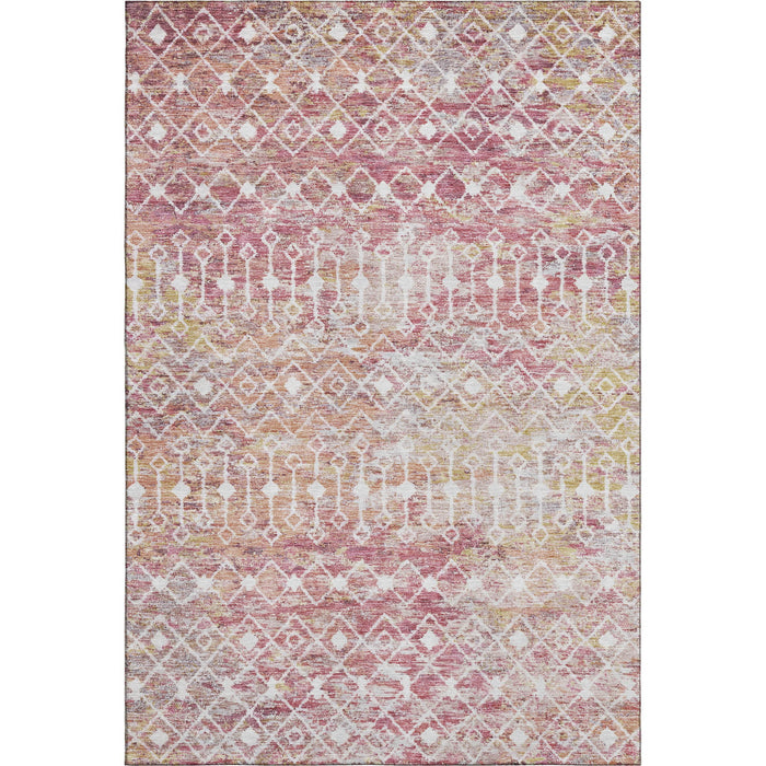 10' X 14' Geometric Washable Area Rug With UV Protection (695660) - Pink / Ivory / Wheat