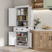 Giga Homcom 72-inch white kitchen pantry with adjustable shelves, drawers, and doors, tall freestanding storage cabinet.