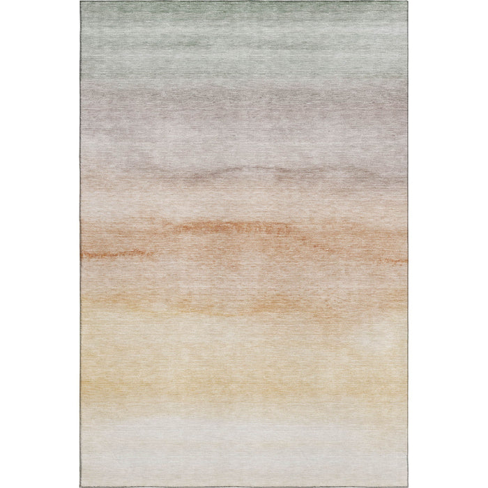 10' X 14' Striped Washable Area Rug With UV Protection (692541) - Coral / Ivory / Gray
