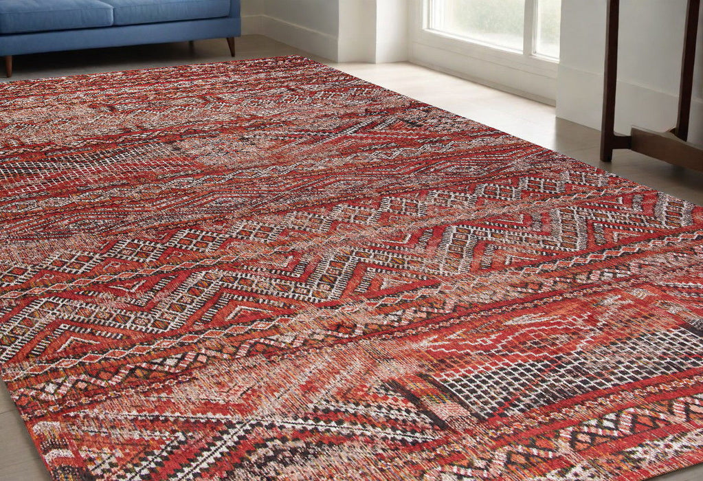 5' x 7' Oriental Non Skid Area Rug - Red And Gray
