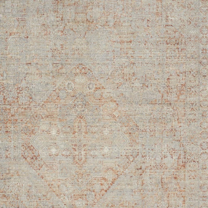 5' X 8' Floral Non Skid Area Rug With Fringe (550299) - Brick Red / Gray / Cream