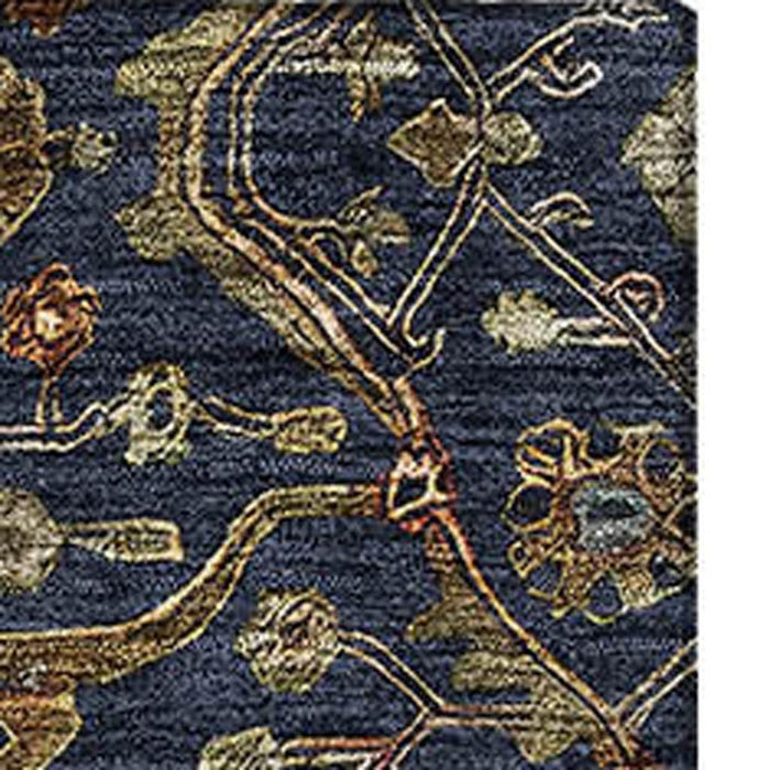 10' X 14' Oriental Washable Area Rug With UV Protection (685480) - Navy Blue / Gold / Copper