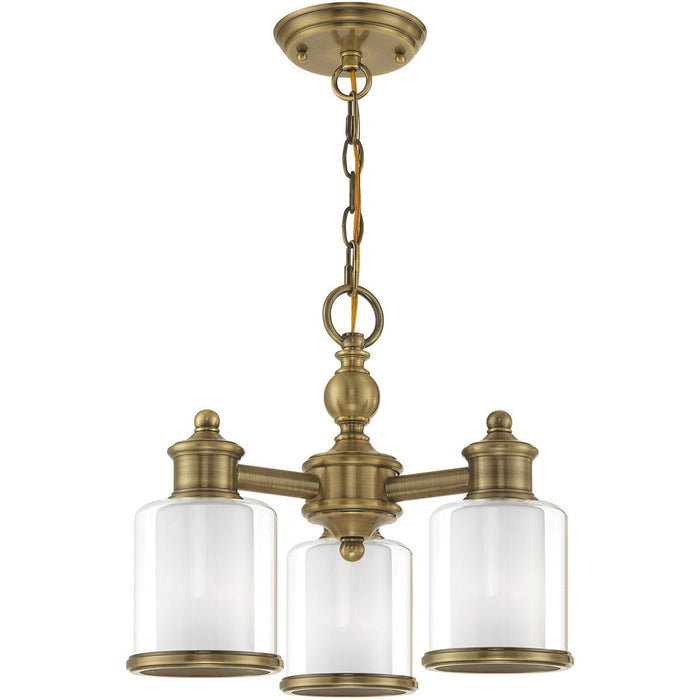 14'' Three Light Dimmable Chandelier With Shades - Antiqued Brass