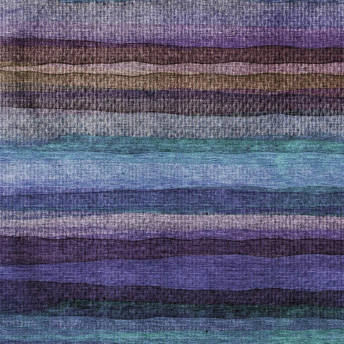 10' X 14' Striped Washable Area Rug With UV Protection (717584) - Blue / Purple
