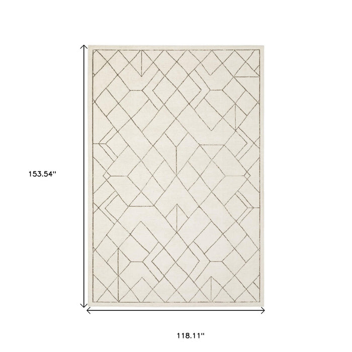 10' X 13' Geometric Area Rug - Ivory And Taupe