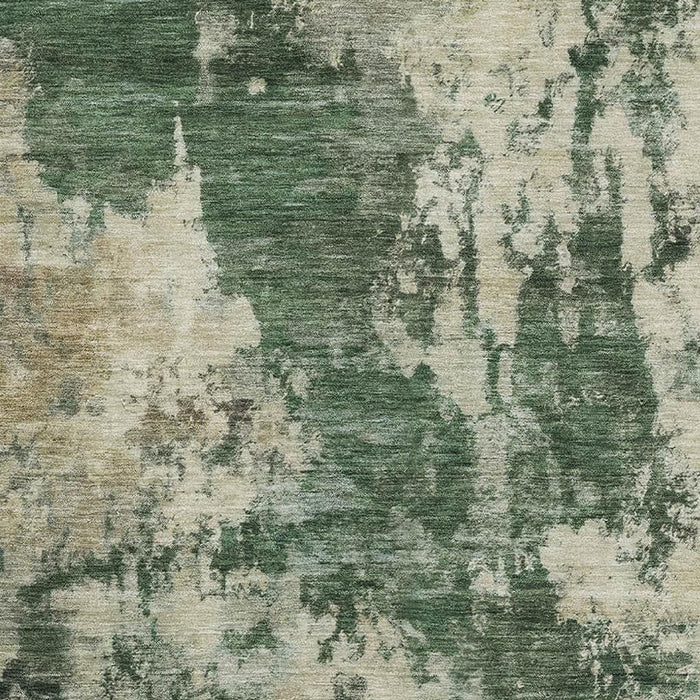 10' X 14' Abstract Washable Area Rug With UV Protection (716948) - Fern Green / Beige