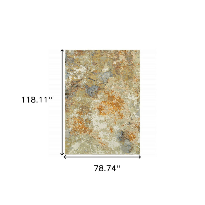 7' x 10' Power Loom Area Rug - Gold And Ivory