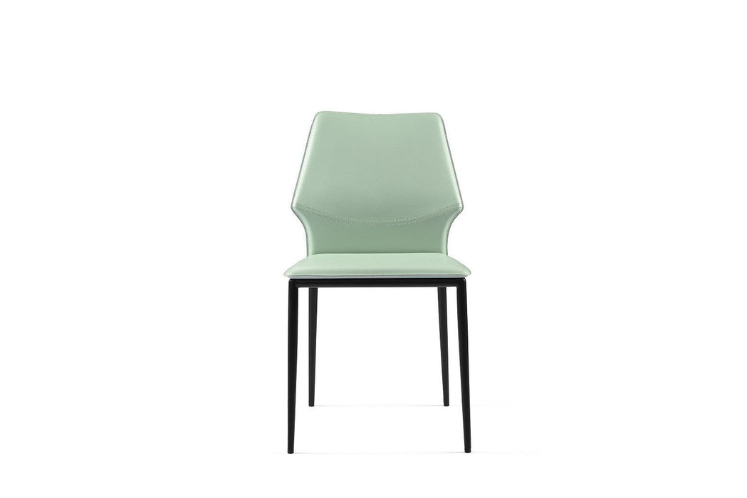 Light Upholstered Faux Leather Dining Side Chairs (Set of 4) - Green / Black
