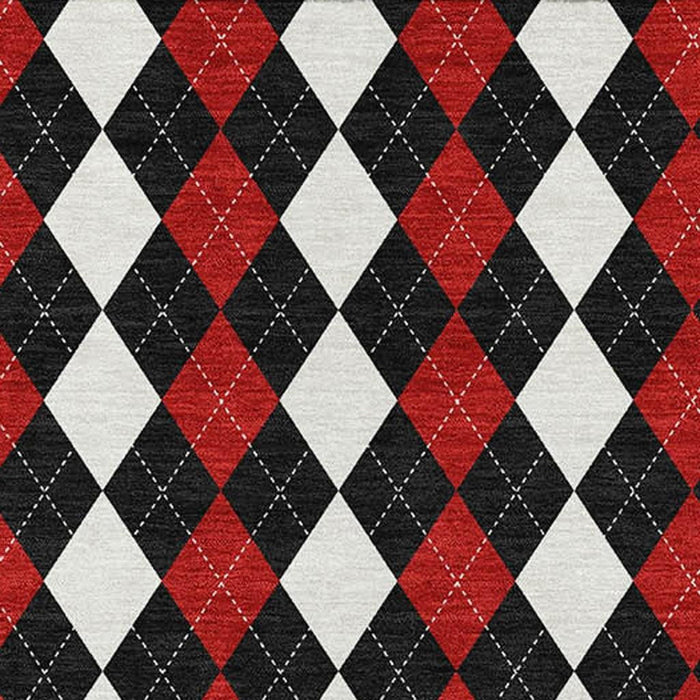 10' X 14' Geometric Washable Area Rug With UV Protection (701689) - Black / Red / White