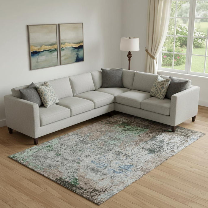 10' X 14' Abstract Washable Area Rug With UV Protection (707833) - Taupe / Brown / Ivory