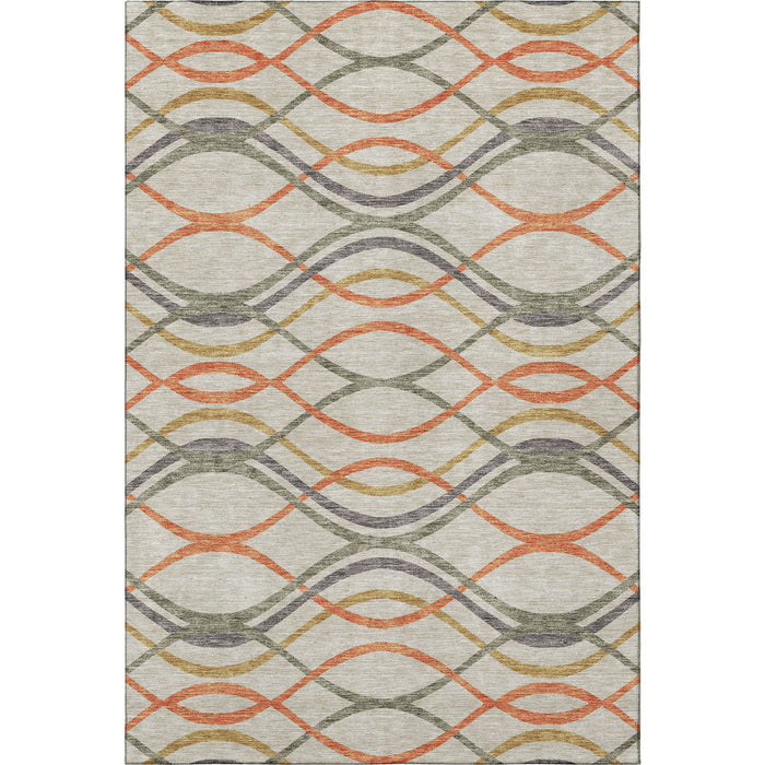 8' X 10' Abstract Washable Area Rug With UV Protection - Orange