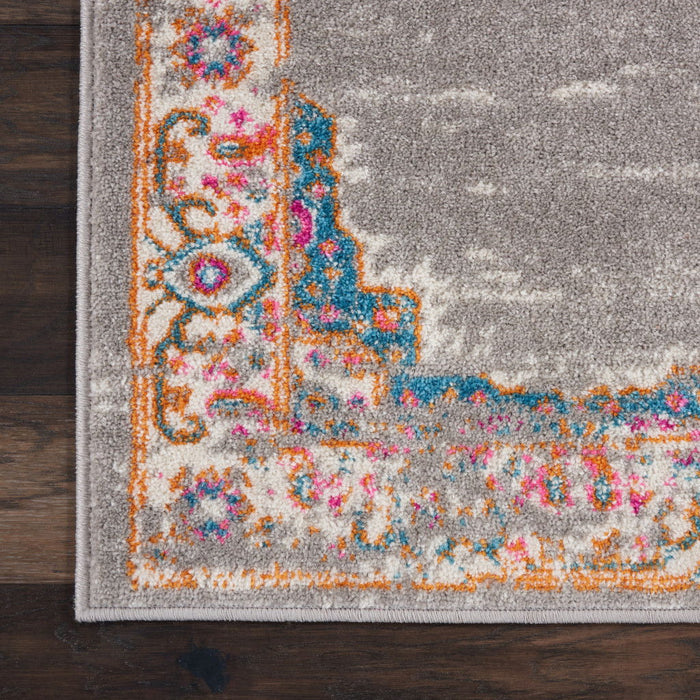 9' x 12' Floral Power Loom Area Rug - Gray