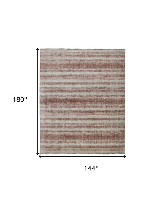12' x 15' Abstract Hand Woven Area Rug - Tan Ivory And Pink