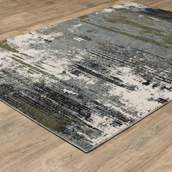 10' x 13' Abstract Power Loom Area Rug - Blue And Green