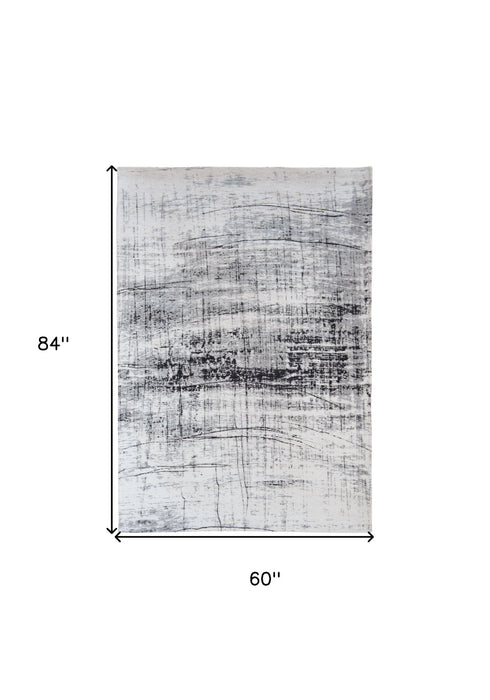6' x 8' Abstract Non Skid Area Rug - Black And White