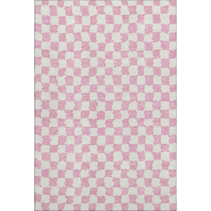 10' X 14' Geometric Washable Area Rug With UV Protection (709408) - Pink / Ivory