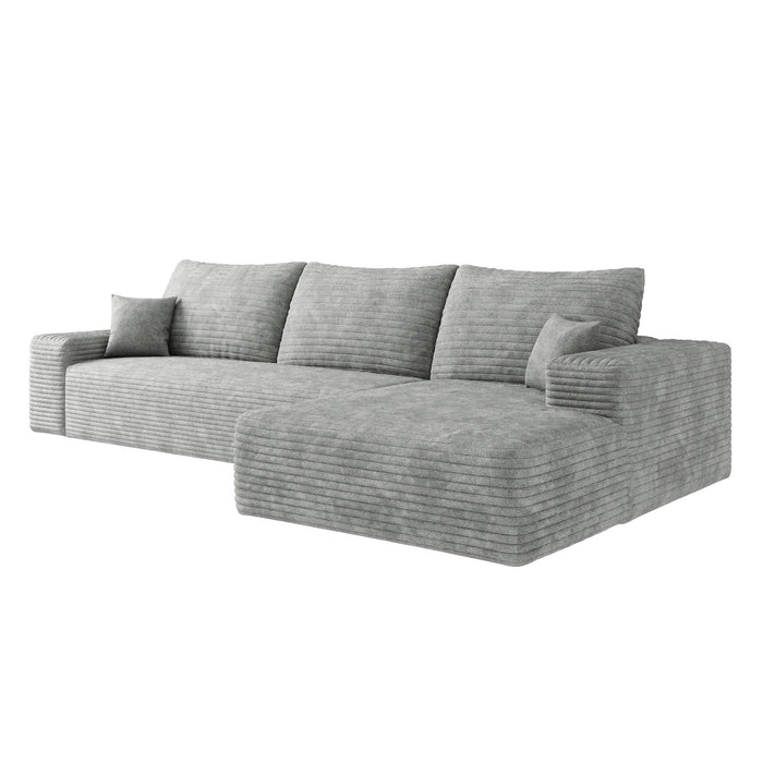 Corduroy Modular Compression Foam Sofa & Toss Pillows - Gray
