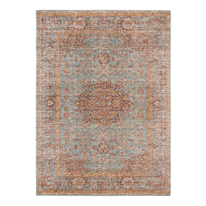 9' x 12' Medallion Power Loom Area Rug - Teal Red And Orange