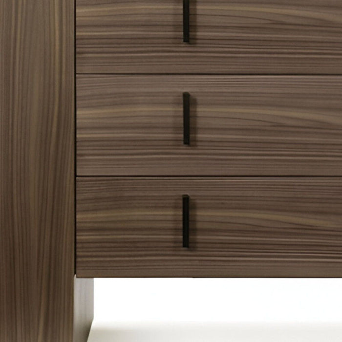 Marble Solid And Manufactured Wood Three Drawer Dresser - Walnut