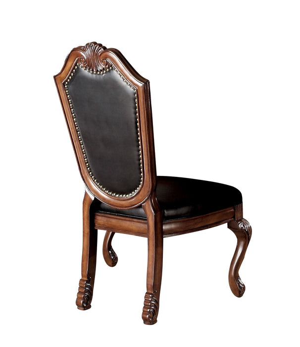 Redwood Upholstered Faux Leather Solid Wood Dining Side Chairs (Set of 2) - Black