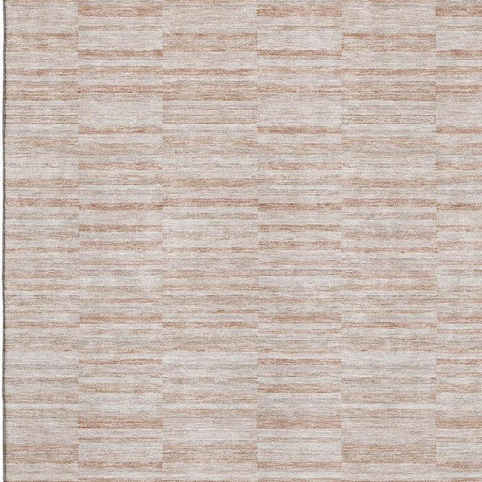 10' X 14' Striped Washable Area Rug With UV Protection - Salmon And Beige