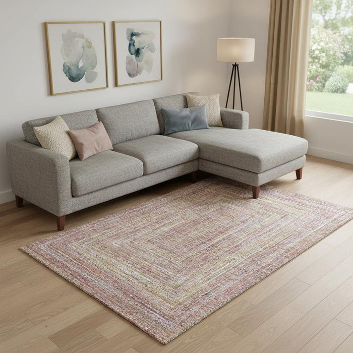 10' X 14' Geometric Washable Area Rug With UV Protection (699286) - Rust / Mauve
