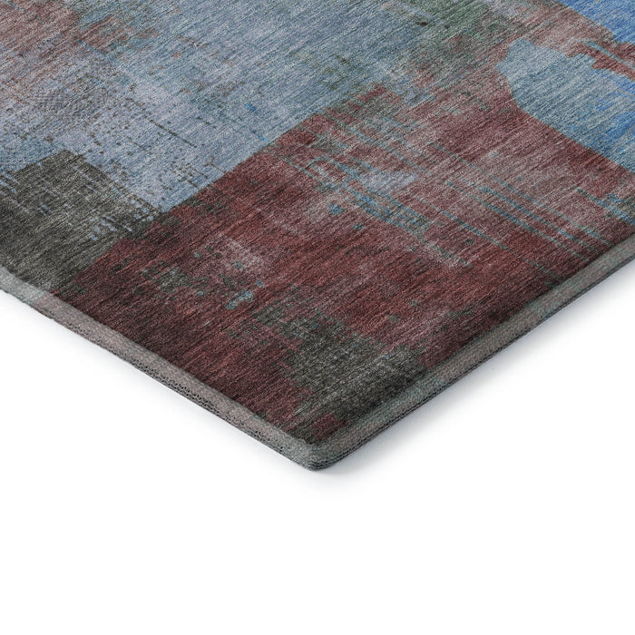 10' X 14' Abstract Washable Area Rug With UV Protection (701135) - Sky Blue / Gray / Silver