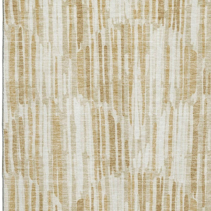 10' X 14' Abstract Washable Area Rug With UV Protection - Gold / Beige