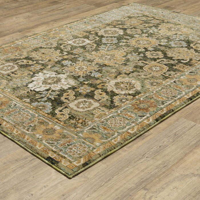 5' X 7' Oriental Area Rug (576176) - Green / Brown / Beige