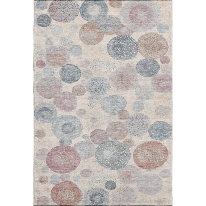 10' X 14' Geometric Washable Area Rug With UV Protection (707323) - Peach / Gray / Silver