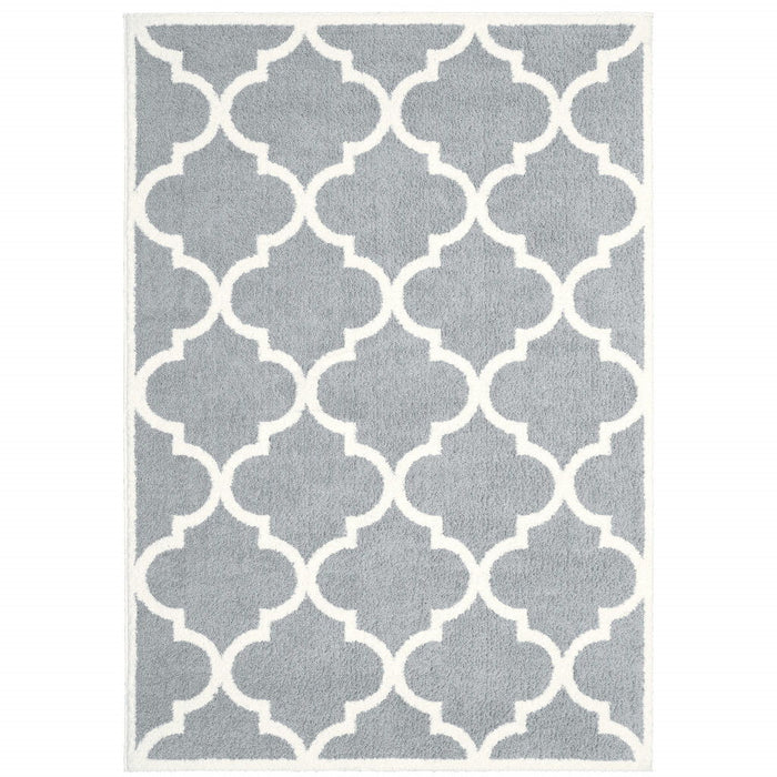 8' x 11' Geometric Shag Power Loom Stain Resistant Area Rug - Gray And Ivory
