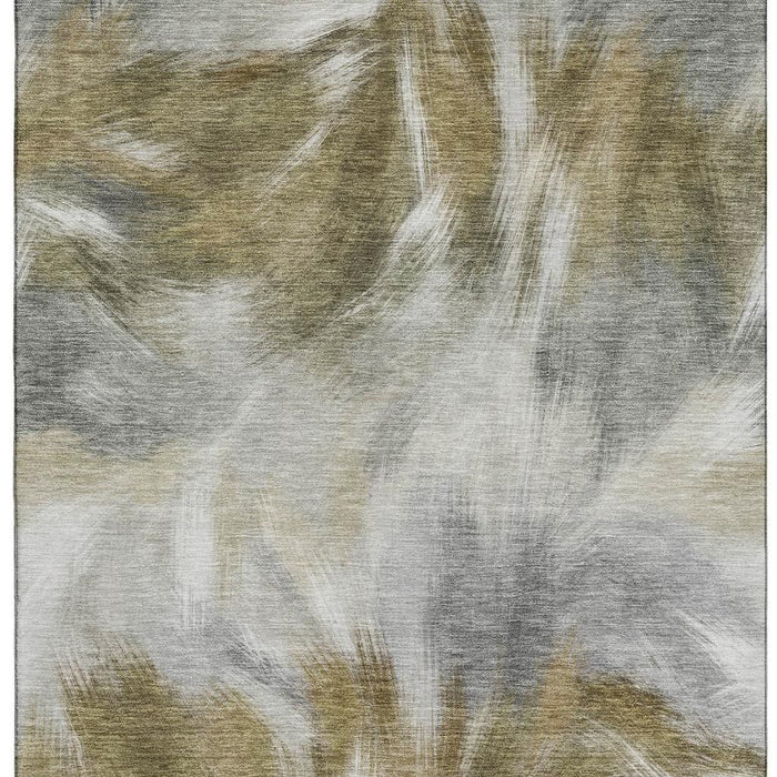10' X 14' Abstract Washable Area Rug With UV Protection (717687) - Pewter / Gold